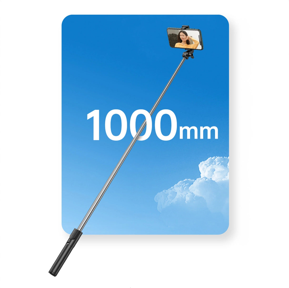 Selfie stick WHS1Y teleskopisk stativ 1m med telefonholder - sort