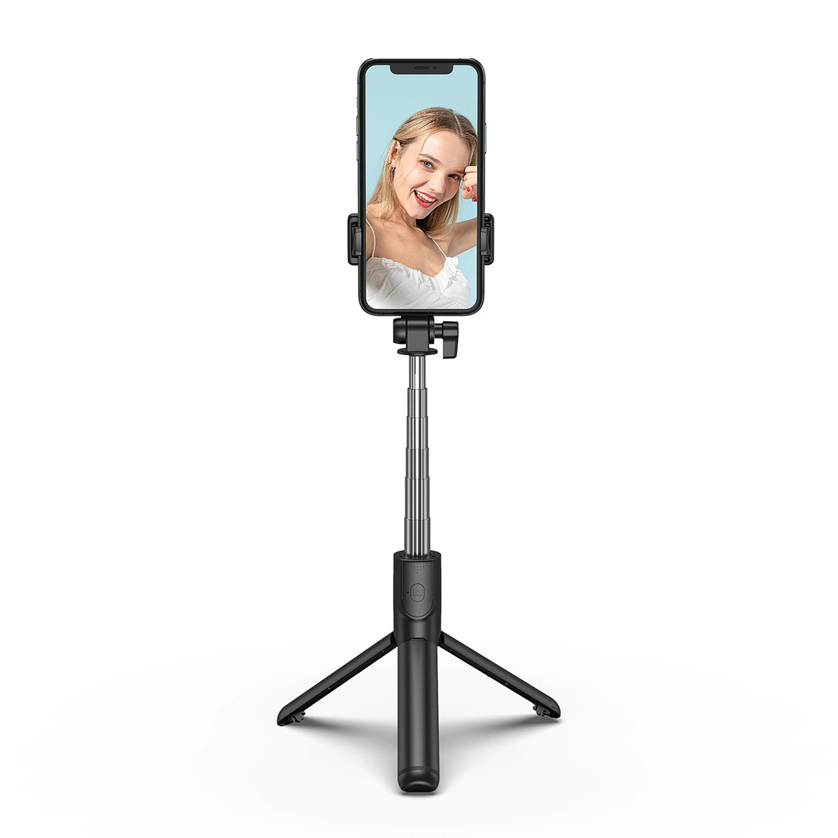 Selfie stick WHS1Y teleskopisk stativ 1m med telefonholder - sort