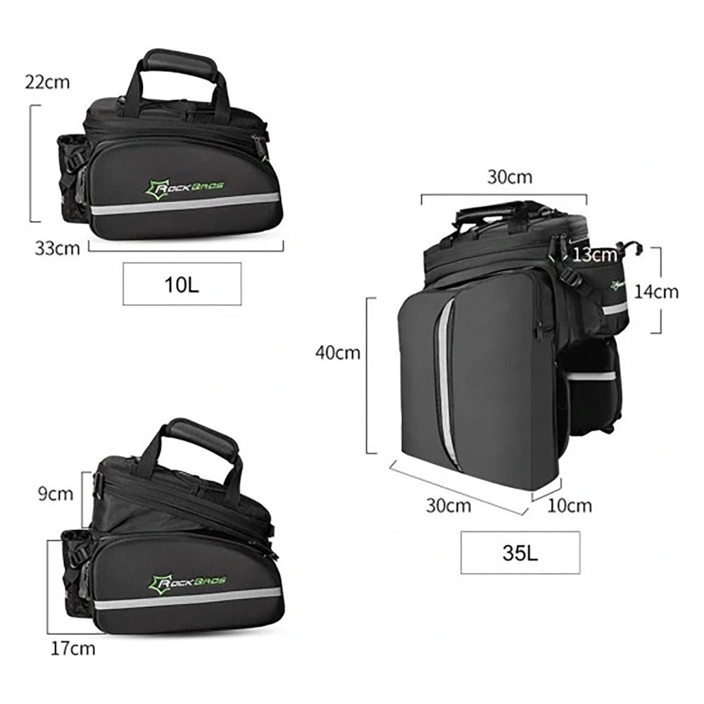 Rockbros A6-03BK bicycle bag for trunk 35 l with fold-out pockets - black