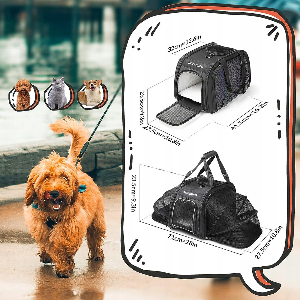 Rockbros 30140028001 transport bicycle bag for cats and dogs - black