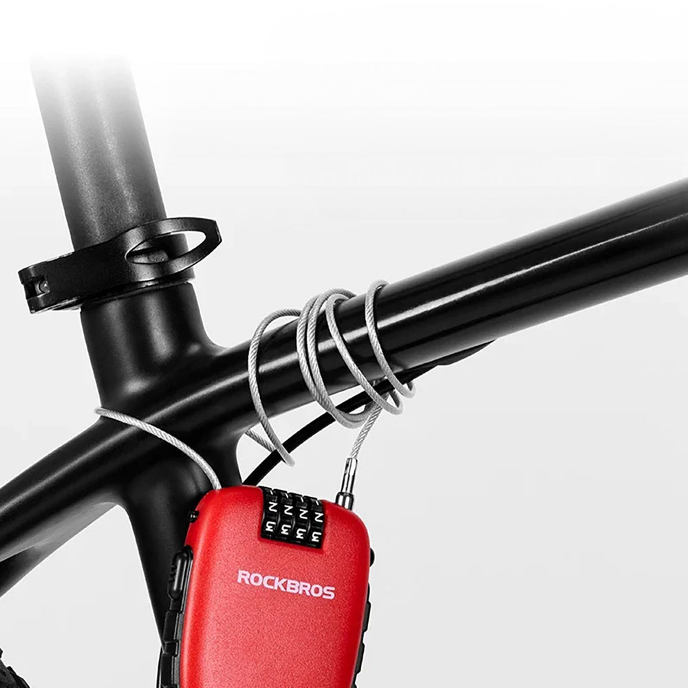 Rockbros 32420981001 cykellås med udtrækkeligt kabel - rød