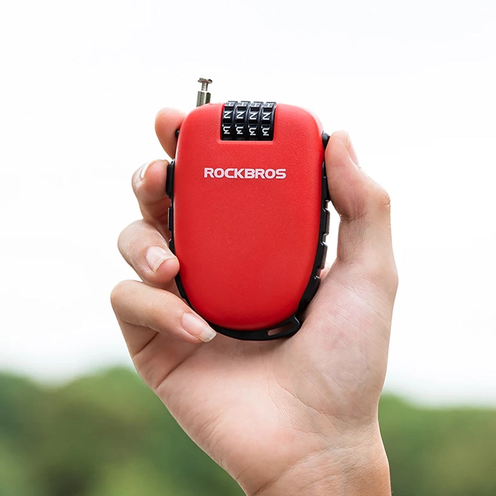 Rockbros 32420981001 cykellås med udtrækkeligt kabel - rød