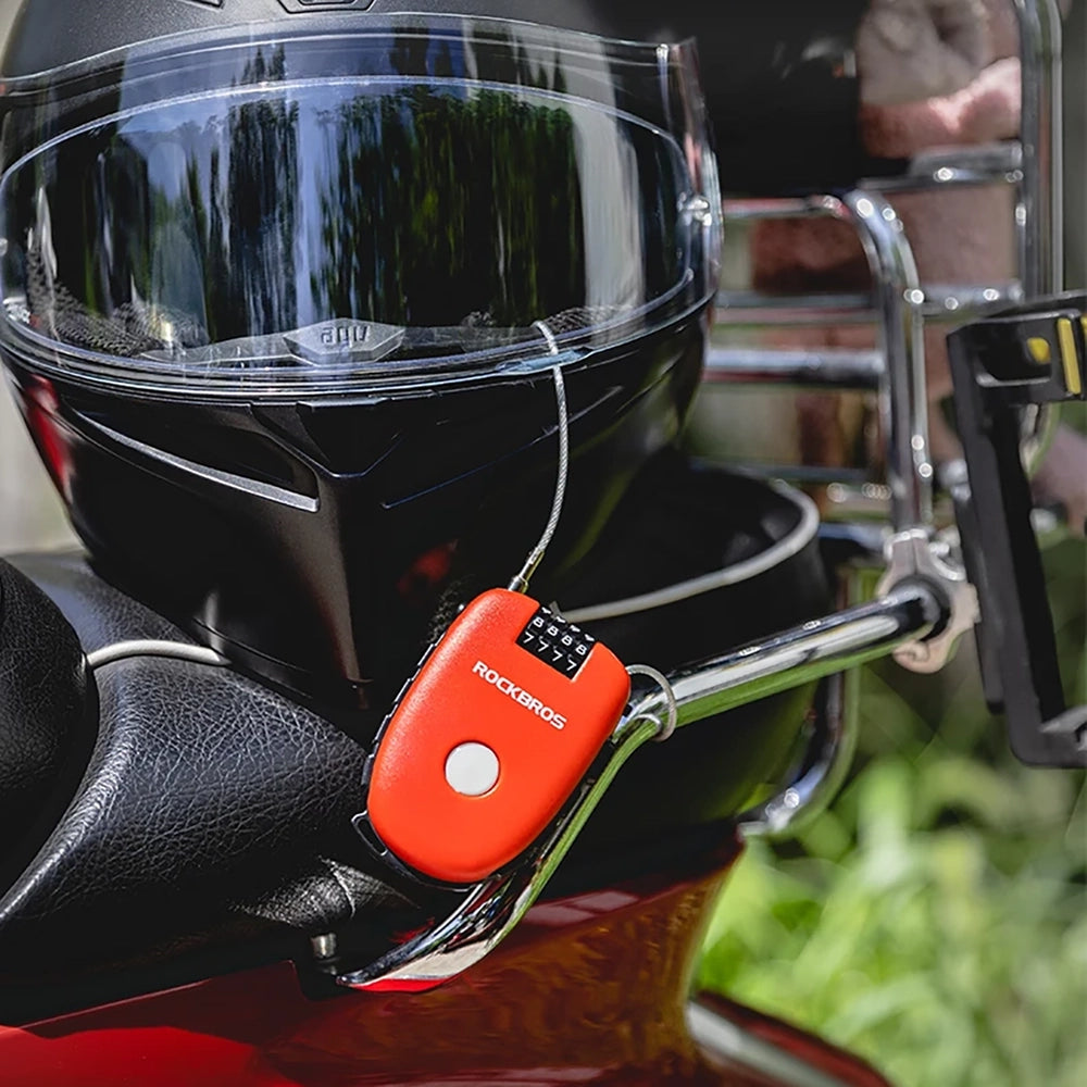 Rockbros 32420981001 bicycle lock with retractable cable - red