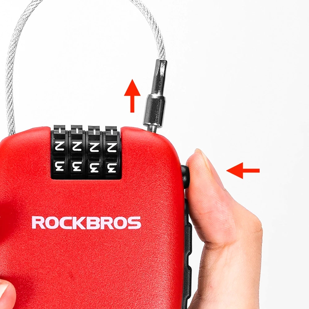 Rockbros 32420981001 cykellås med udtrækkeligt kabel - rød