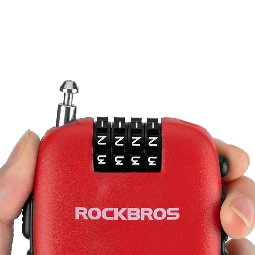 Rockbros 32420981001 cykellås med udtrækkeligt kabel - rød