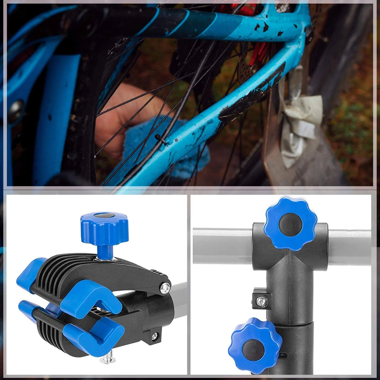 Rockbros MP-01 servicestativ til cykler med knapper - sort