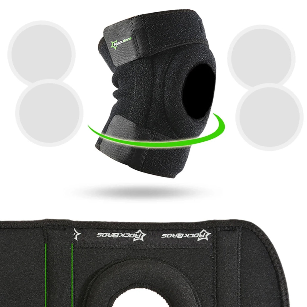 Rockbros LF1106M sportsbeskytter til knæknæ og knæled, størrelse M - sort