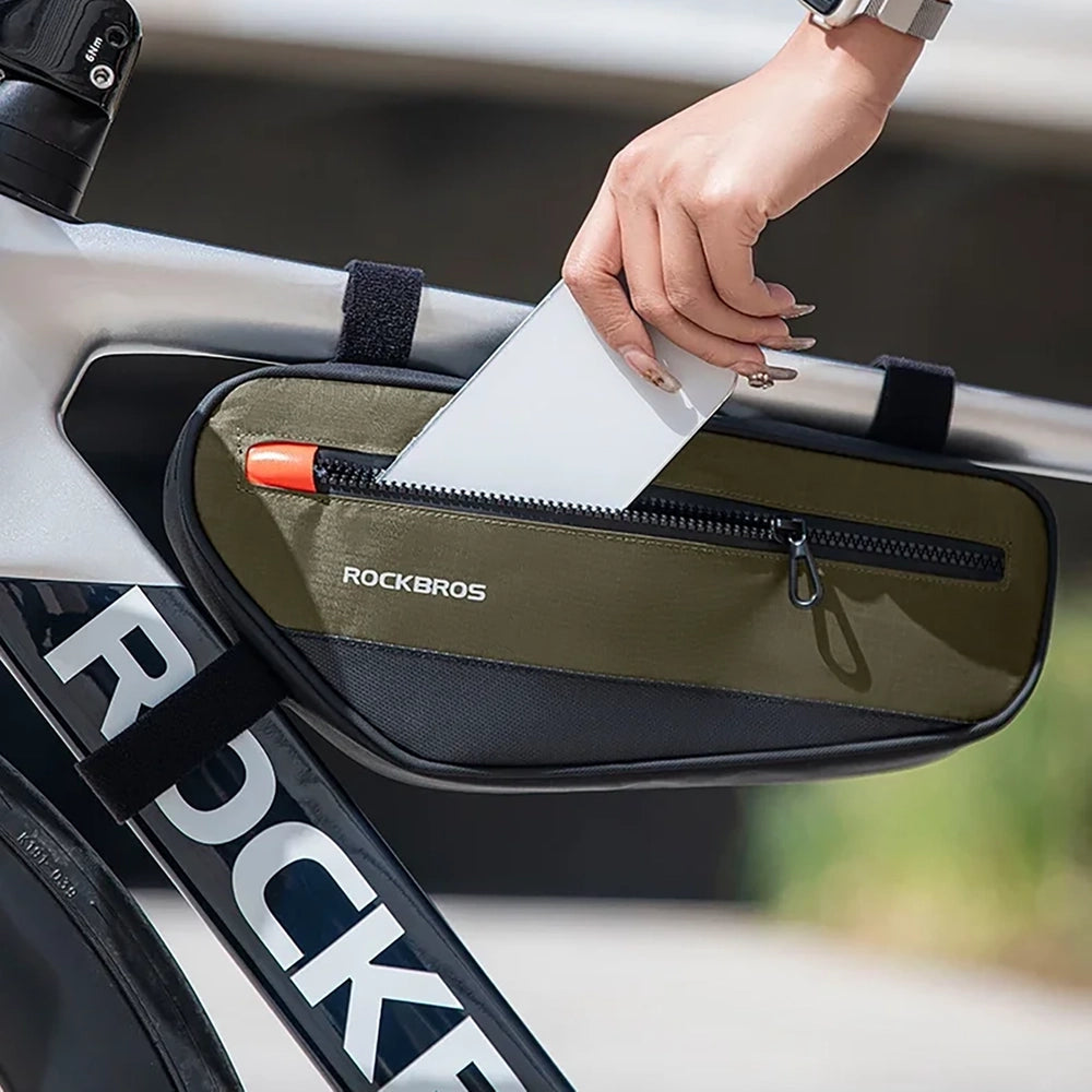 Rockbros 30120079001 cykeltaske til 1,7 l ramme - grøn og sort