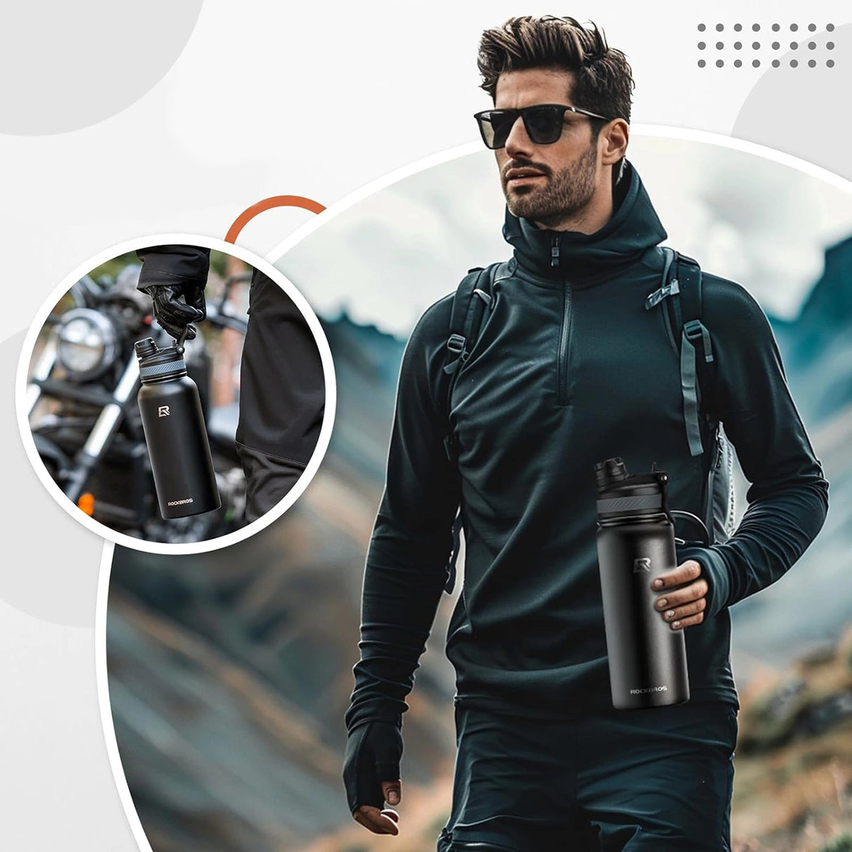 Rockbros 35210029001 termisk flaske til cykeldrikke 550 ml - sort