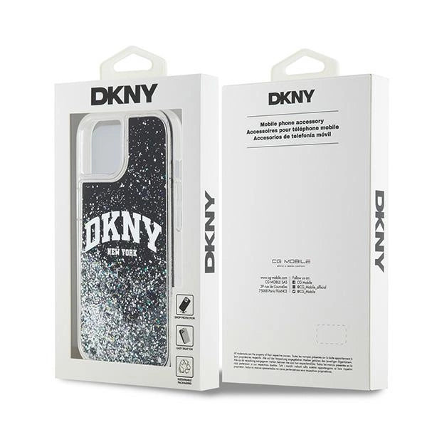 DKNY Liquid Glitter Big Logo iPhone 14/15/13 Case - Black