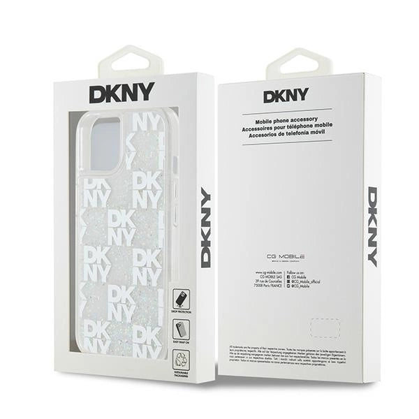 DKNY Liquid Glitter Multilogo case for iPhone 15 / 14 / 13 - white