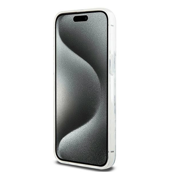 DKNY Liquid Glitter Multilogo case for iPhone 15 Pro Max - white