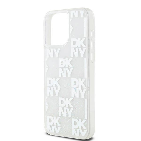 DKNY Liquid Glitter Multilogo case for iPhone 15 Pro Max - white