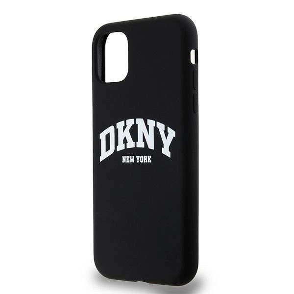 DKNY Liquid Silicone White Printed Logo MagSafe Case for iPhone 11/Xr - Black