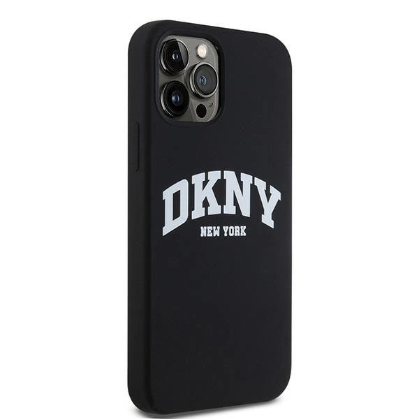 DKNY Liquid Silicone White Printed Logo MagSafe Case for iPhone 12/12 Pro - Black