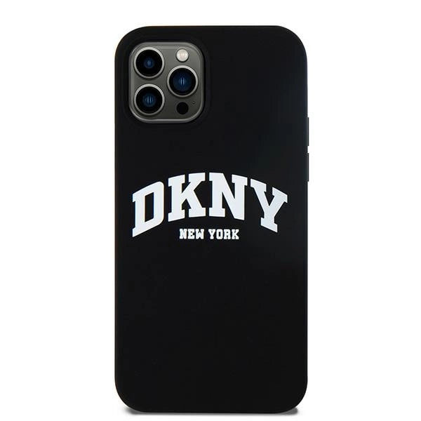 DKNY Liquid Silicone White Printed Logo MagSafe Case for iPhone 12/12 Pro - Black
