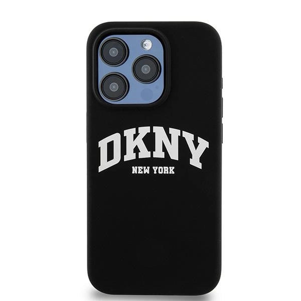 DKNY Liquid Silicone White Printed Logo MagSafe Case for iPhone 13 Pro / 13 - Black