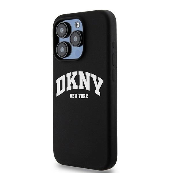 DKNY Liquid Silicone White Printed Logo MagSafe iPhone 14 Pro Case - Black