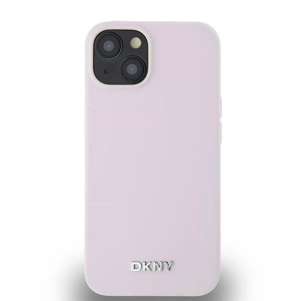 DKNY Liquid Silicone Small Metal Logo MagSafe Case for iPhone 14/15/13 - Pink