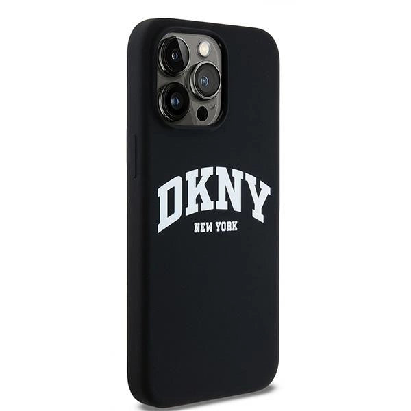 DKNY Liquid Silicone White Printed Logo MagSafe iPhone 14 Pro Max Case - Black