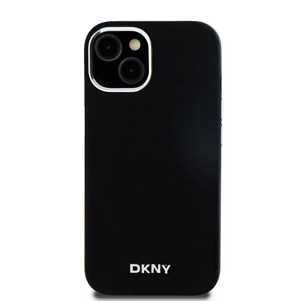 DKNY Liquid Silicone Small Metal Logo MagSafe Case for iPhone 15 Plus / 14 Plus - Black