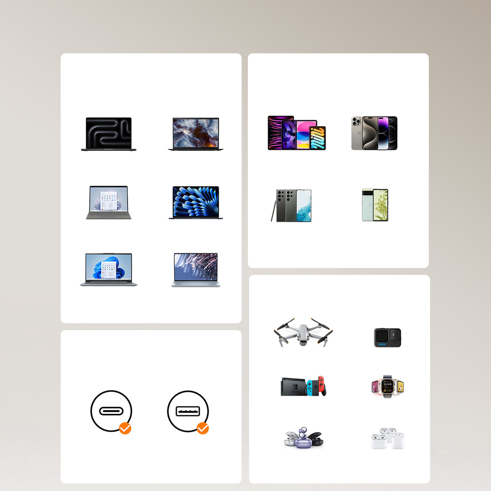 Joyroom JR-TCL02 65W USB-A USB-C GaN oplader med indbygget USB-C kabel - sort