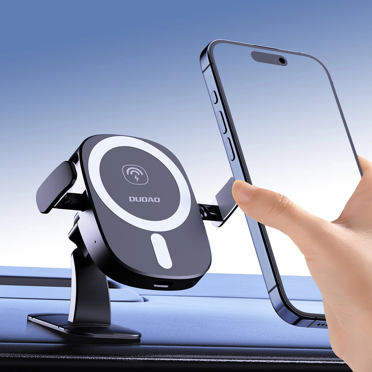 Dudao FW11 biltelefonholder med 15W induktiv oplader til luftventilation/cockpit - sort