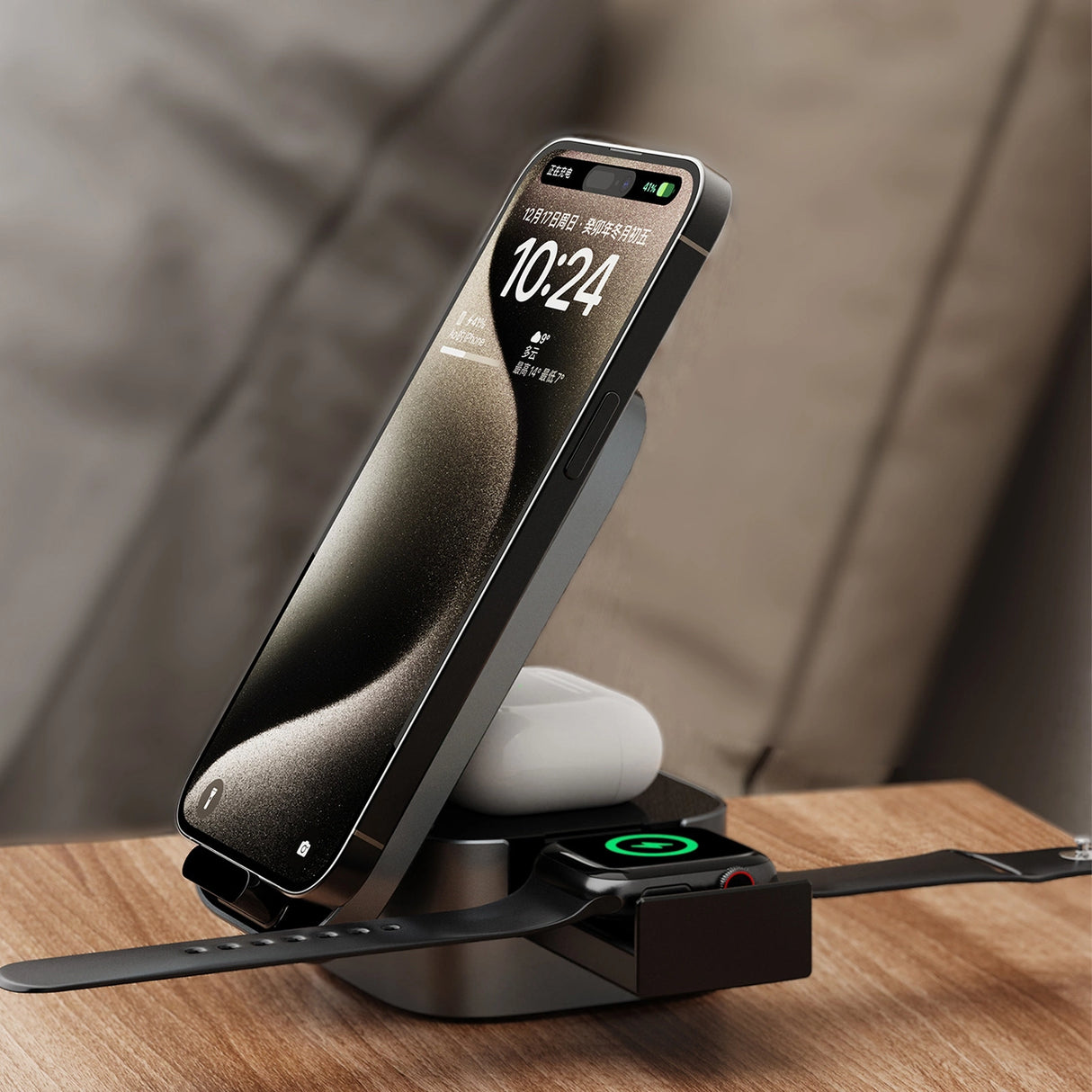 Dudao A11Pro+ 15W 3in1 induktiv oplader til telefon/smartwatch/hovedtelefoner - sort