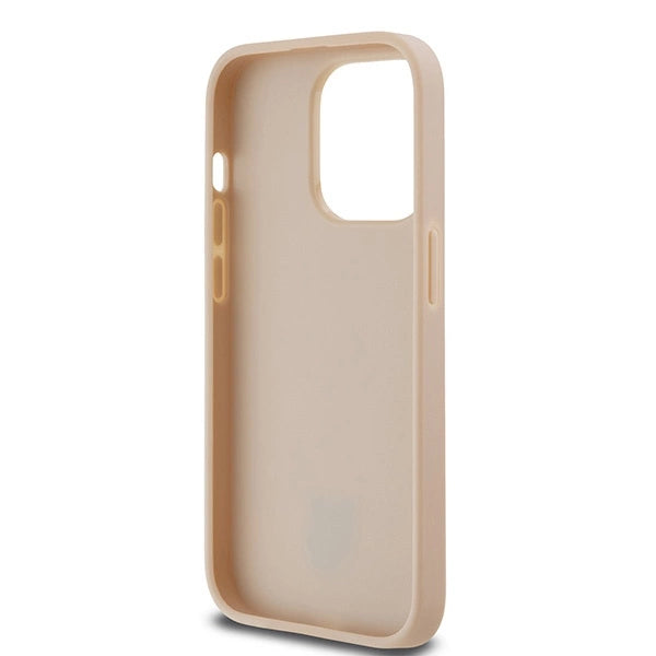 DKNY Leather Checkered Mono Pattern & Printed Stripes case for iPhone 14 Pro - pink