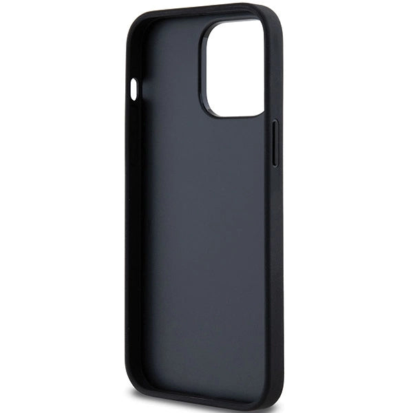 DKNY Leather Mono Stripe & Metal Logo case for iPhone 14 Pro - black
