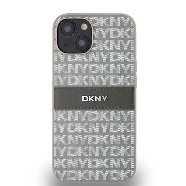 DKNY Leather Mono Stripe & Metal Logo case for iPhone 15 / 14 / 13 - beige