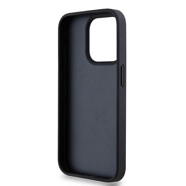 DKNY Leather Mono Stripe & Metal Logo case for iPhone 15 Pro - black