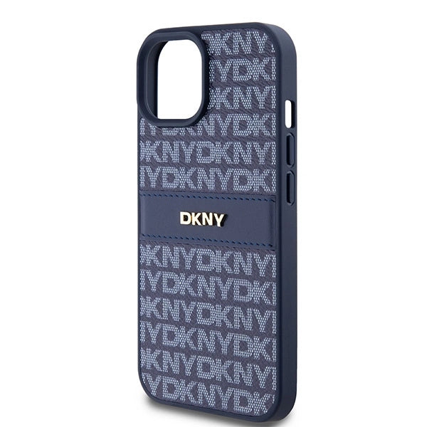 DKNY Leather Mono Stripe & Metal Logo case for iPhone 15 / 14 / 13 - blue