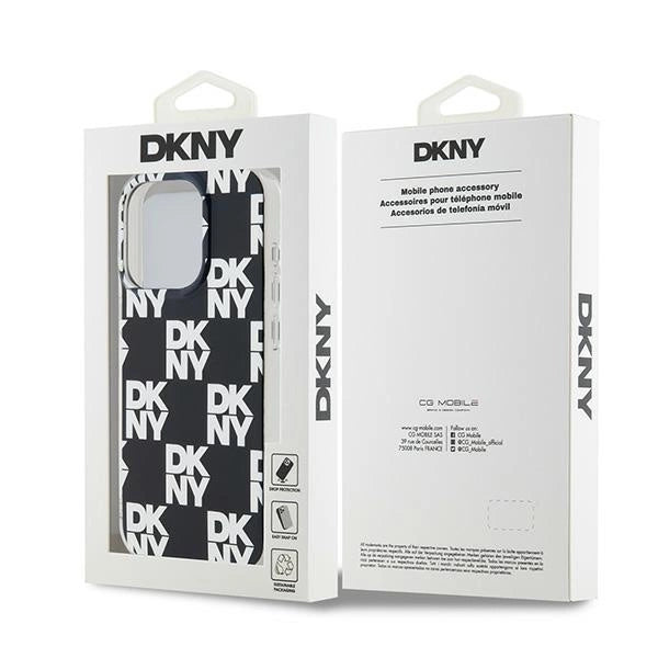 DKNY IML Checkered Mono Pattern case for iPhone 15 Pro Max - black