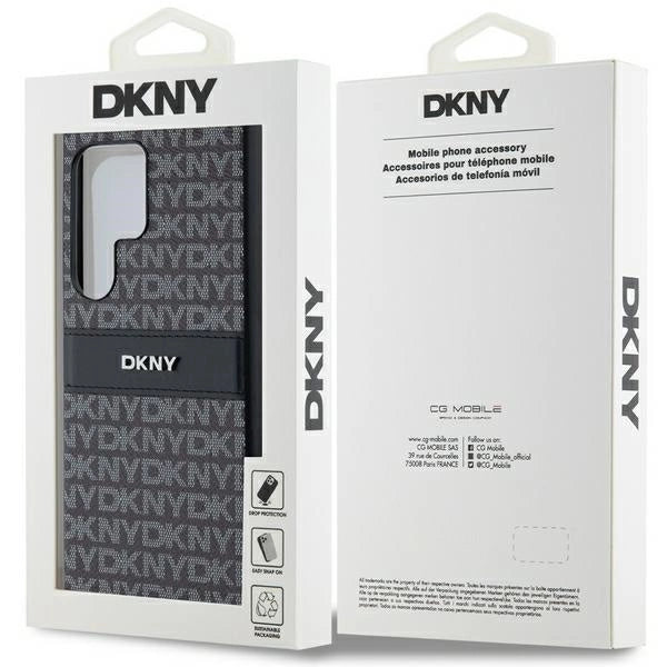 DKNY Leather Mono Stripe & Metal Logo case for Samsung Galaxy S24 Ultra - black