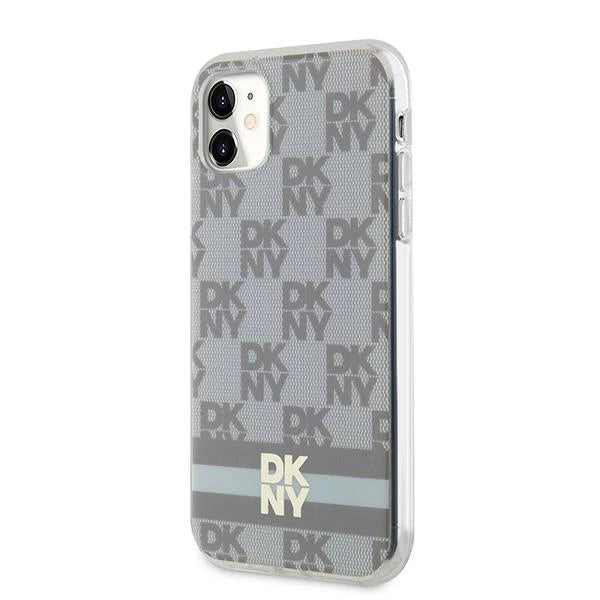 DKNY IML Checkered Mono Pattern & Printed Stripes MagSafe case for iPhone 11 / Xr - beige