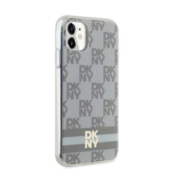 DKNY IML Checkered Mono Pattern & Printed Stripes MagSafe case for iPhone 11 / Xr - beige