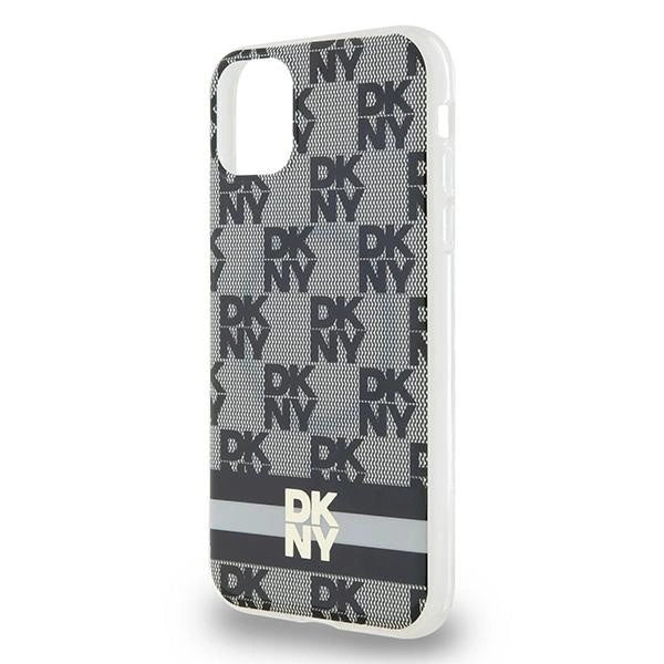 DKNY IML Checkered Mono Pattern & Printed Stripes MagSafe Case for iPhone 11 / Xr - Black