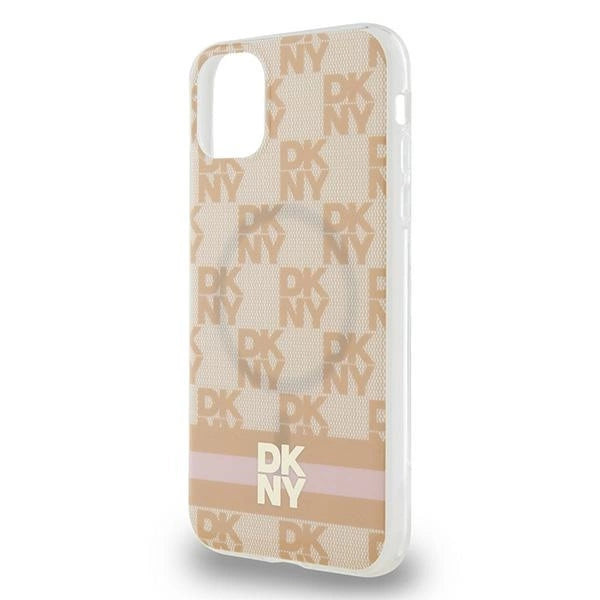 DKNY IML Checkered Mono Pattern & Printed Stripes MagSafe case for iPhone 11 / Xr - pink
