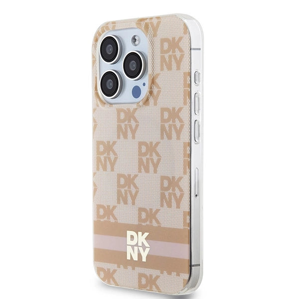 DKNY IML Checkered Mono Pattern & Printed Stripes MagSafe case for iPhone 13 Pro / 13 - pink