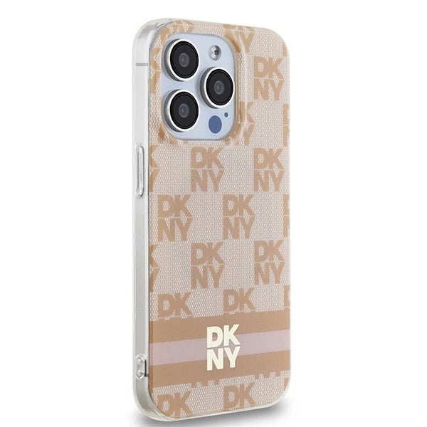 DKNY IML Checkered Mono Pattern & Printed Stripes MagSafe case for iPhone 13 Pro / 13 - pink