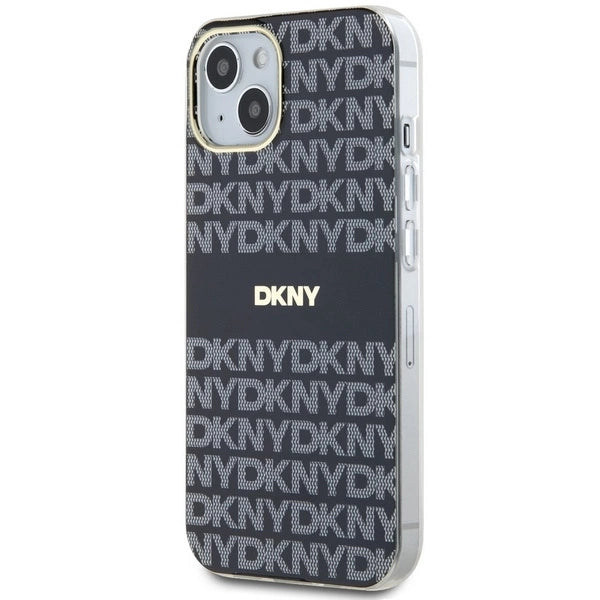 DKNY IML Mono & Stripe MagSafe Case for iPhone 15/14/13 - Black
