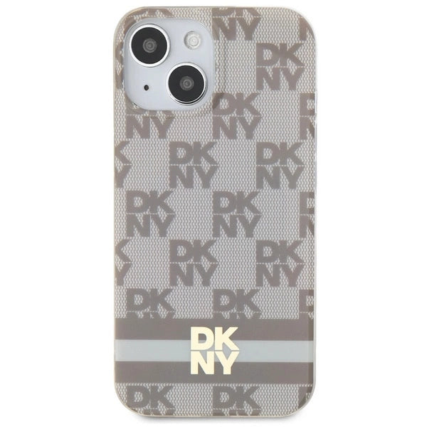 DKNY IML Checkered Mono Pattern & Printed Stripes MagSafe Case for iPhone 15 Plus / 14 Plus - Beige