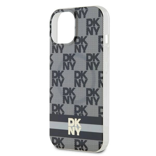 DKNY IML Checkered Mono Pattern & Printed Stripes MagSafe Case for iPhone 15 Plus / 14 Plus - Black