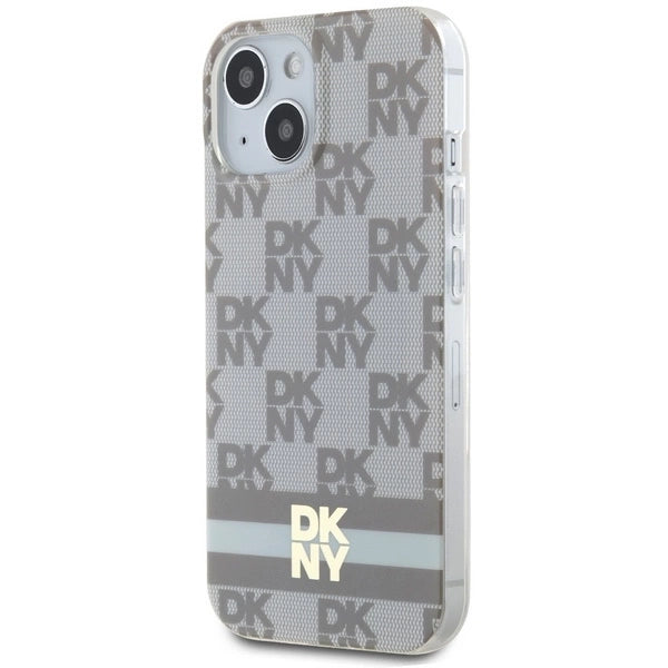 DKNY IML Checkered Mono Pattern & Printed Stripes MagSafe case for iPhone 15 / 14 / 13 - beige
