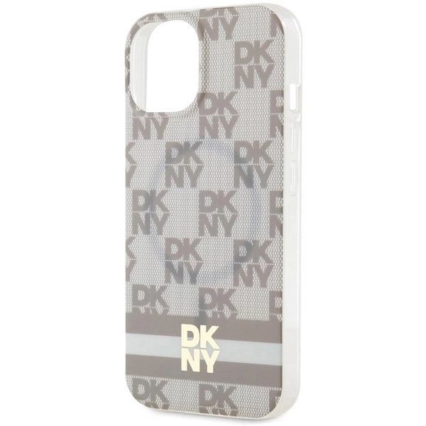 DKNY IML Checkered Mono Pattern & Printed Stripes MagSafe case for iPhone 15 / 14 / 13 - beige
