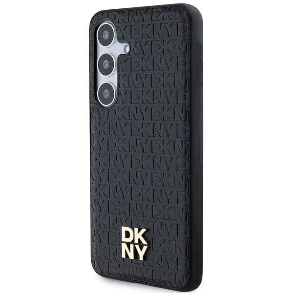 DKNY Leather Pattern Metal Logo MagSafe case for Samsung Galaxy S24+ - black