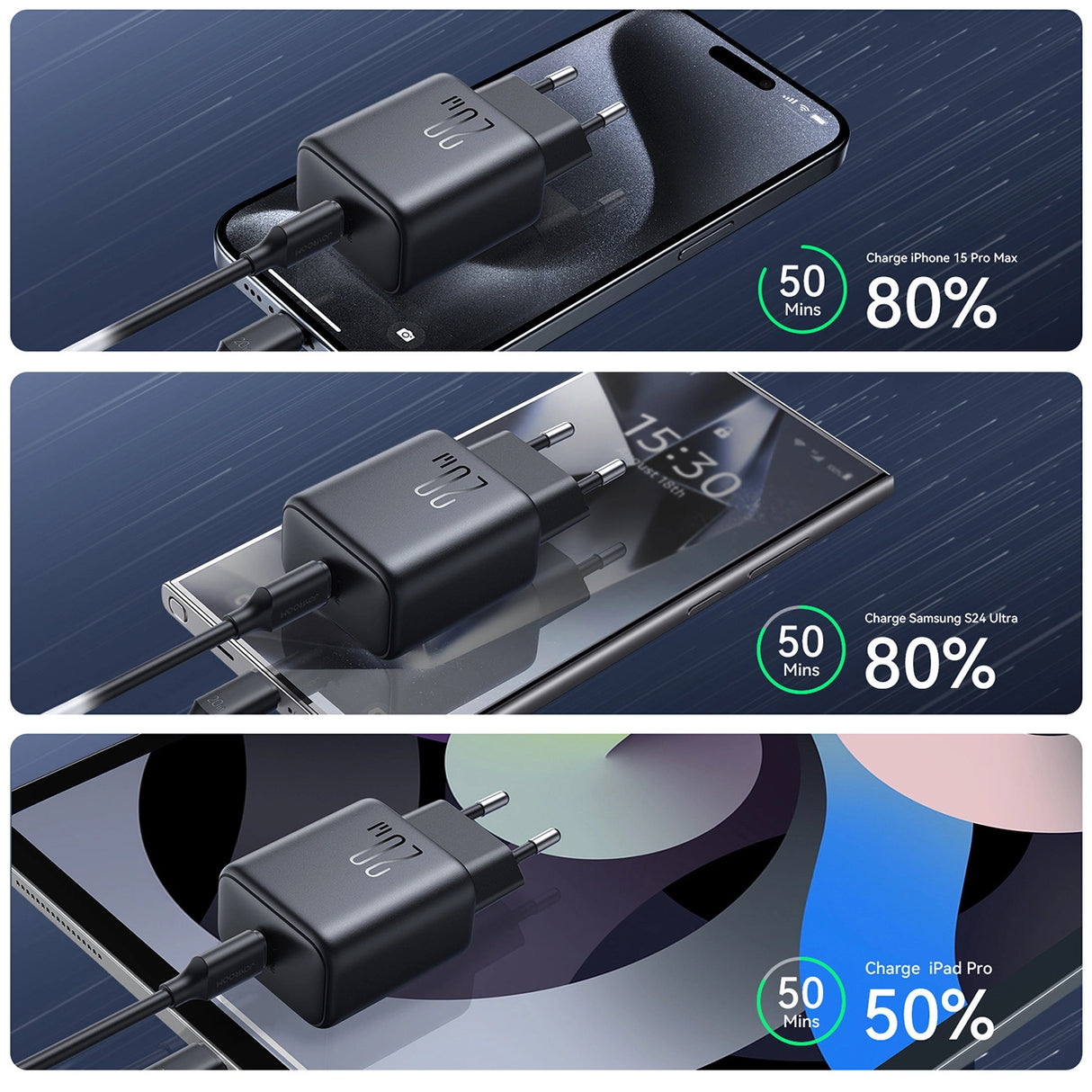 Joyroom JR-TCF20 USB-C PD 20W netværksoplader - sort