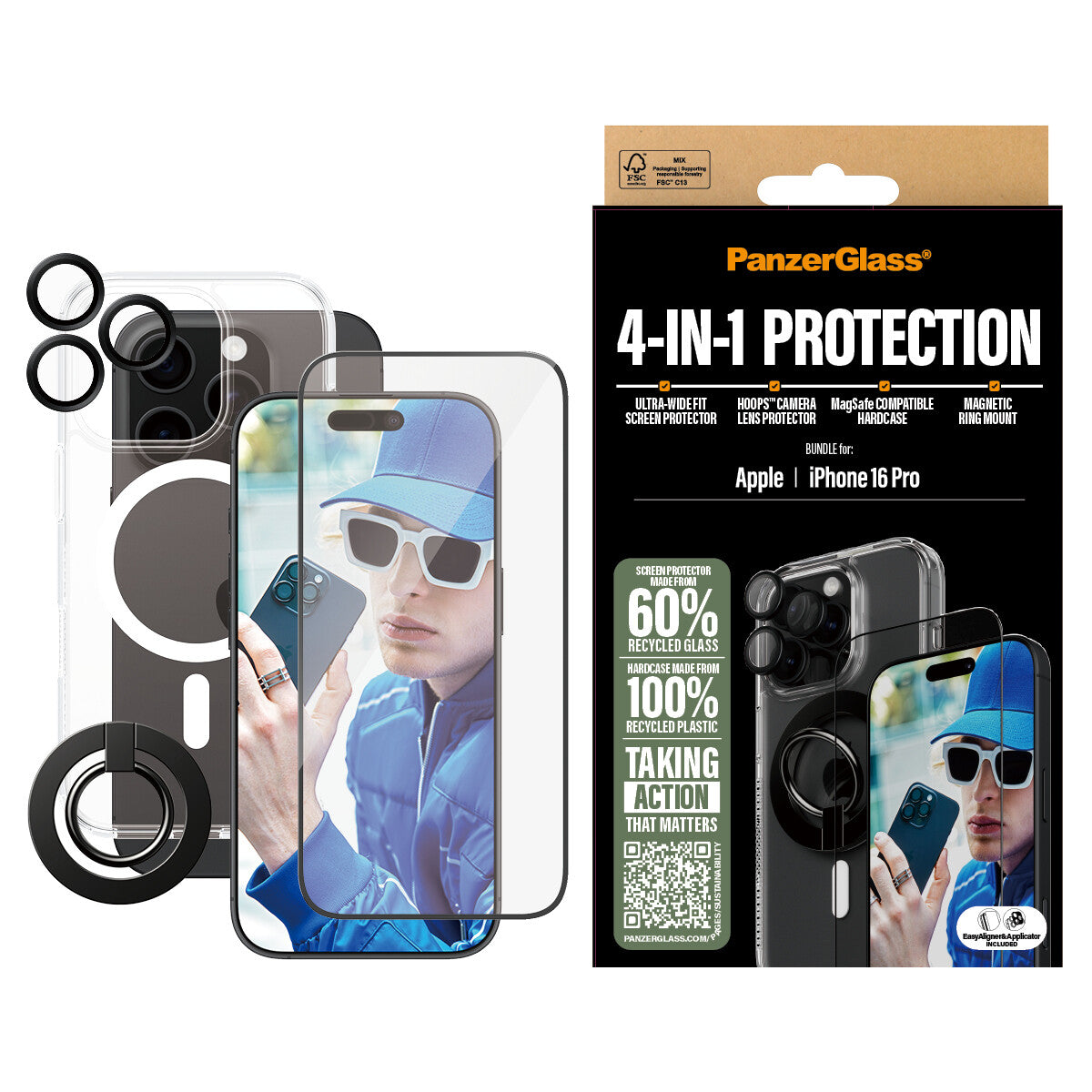 PanzerGlass ® 4-i-1 Beskyttelsespakke iPhone 16 Pro