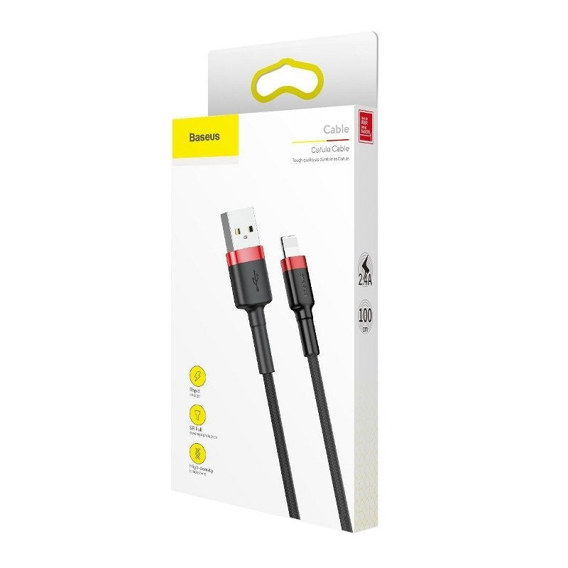 Baseus Cafule USB Lightning Cable 2,4A 0,5m (rød+sort)
